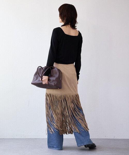 RIVE DROITE（リヴドロワ）の「【à Nice （ア ・ニース）】フリンジスカート（スカート・レディース・ベージュ/ピンク・38/36）」の12枚目の写真