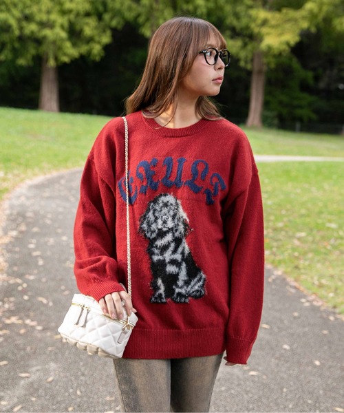 GORGE(ゴージ)の「《BIG DOGジャカード》レディース ニットプルオーバー 主役デザイン 秋冬(ニット/セーター・レディース・レッド/アイボリー/ブラック/グレー・F)」の11枚目の写真