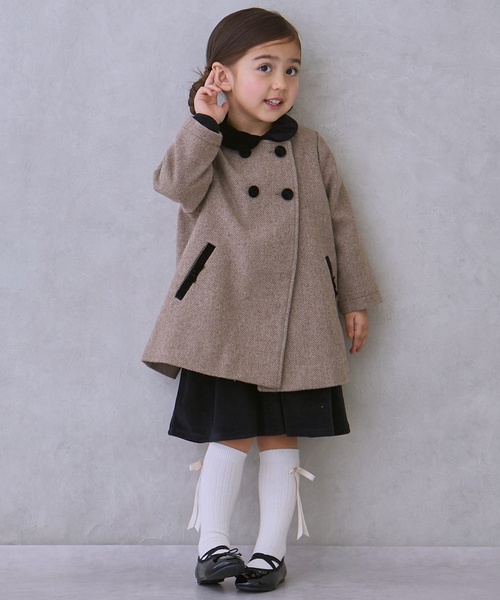 petit main(프티 마인)의 「【링크】더블 브레스트 코트(그 외 아우터)」｜브라운