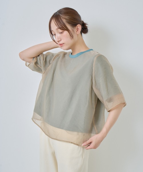 Kelen(ケレン)の「「KELEN / ケレン」シアーレイヤードトップス(Tシャツ/カットソー・レディース・チャコールグレー/オフホワイト/ベージュ/ネイビー・S/M)」の1枚目の写真