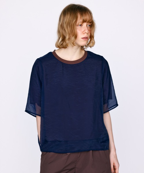 Kelen(ケレン)の「「KELEN / ケレン」シアーレイヤードトップス(Tシャツ/カットソー・レディース・チャコールグレー/オフホワイト/ベージュ/ネイビー・S/M)」の4枚目の写真