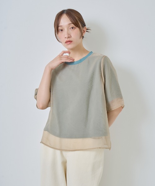 Kelen(ケレン)の「「KELEN / ケレン」シアーレイヤードトップス(Tシャツ/カットソー・レディース・チャコールグレー/オフホワイト/ベージュ/ネイビー・S/M)」の14枚目の写真