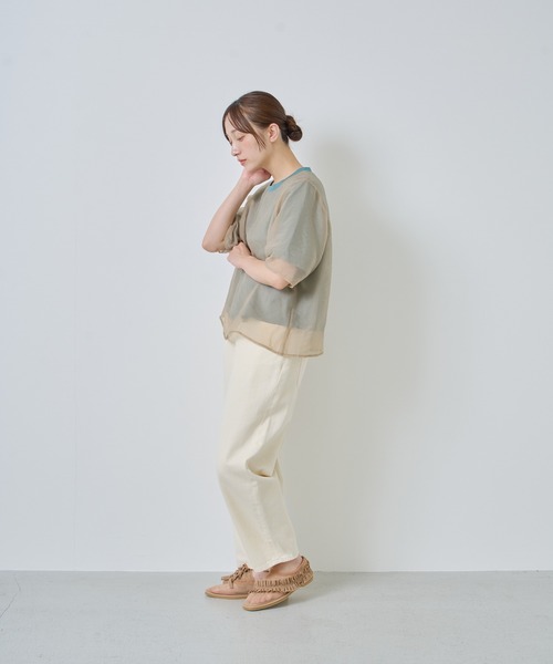 Kelen(ケレン)の「「KELEN / ケレン」シアーレイヤードトップス(Tシャツ/カットソー・レディース・チャコールグレー/オフホワイト/ベージュ/ネイビー・S/M)」の15枚目の写真