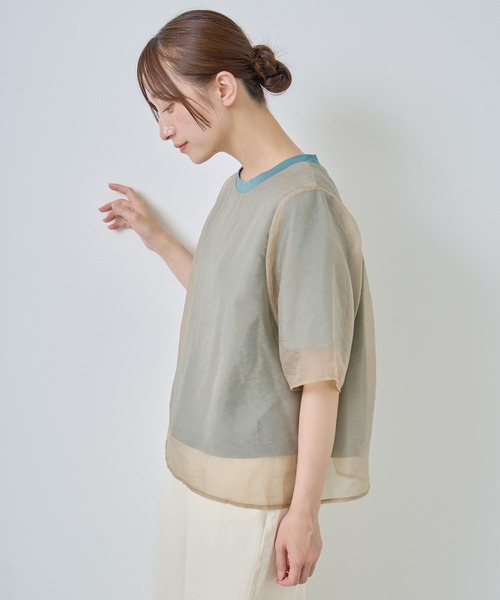 Kelen(ケレン)の「「KELEN / ケレン」シアーレイヤードトップス(Tシャツ/カットソー・レディース・チャコールグレー/オフホワイト/ベージュ/ネイビー・S/M)」の16枚目の写真