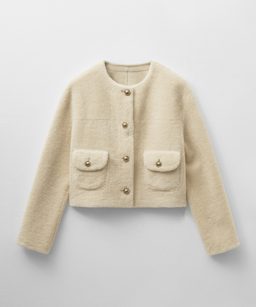 MONGDOL(モンドル)の「リバーシブルフェイクファージャケットライトベージュMDJK031LBEIGE(ムートンコート・レディース・その他・SMALL/MEDIUM)」の6枚目の写真