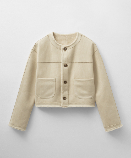 MONGDOL(モンドル)の「リバーシブルフェイクファージャケットライトベージュMDJK031LBEIGE(ムートンコート・レディース・その他・SMALL/MEDIUM)」の7枚目の写真