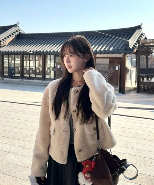 MONGDOL(モンドル)の「リバーシブルフェイクファージャケットライトベージュMDJK031LBEIGE(ムートンコート・レディース・その他・SMALL/MEDIUM)」の6枚目の写真