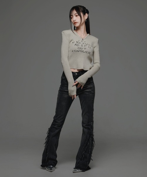 .KOM(ドットコム)の「『.KOM/ドットケーオーエム』フードロングスリーブ【GC】(Tシャツ/カットソー・レディース・ベージュ/ブラック/ライトグレー・FREE)」の6枚目の写真