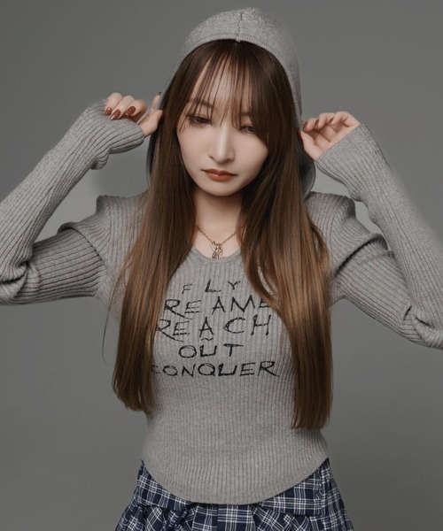 .KOM(ドットコム)の「『.KOM/ドットケーオーエム』フードロングスリーブ【GC】(Tシャツ/カットソー・レディース・ベージュ/ブラック/ライトグレー・FREE)」の14枚目の写真