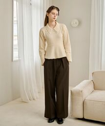 cle blatt（クレブラット）の「ウールライクサイドボタンワイドパンツ（スラックス）」