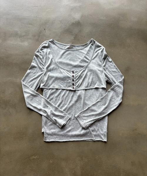 SHAGGIE（シャギー）の「カットアウトシアーロングスリーブトップス（Tシャツ/カットソー・レディース・ホワイト/ブラック/グレー・FREE）」の12枚目の写真