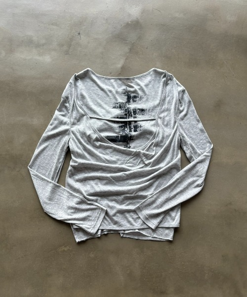 SHAGGIE（シャギー）の「カットアウトシアーロングスリーブトップス（Tシャツ/カットソー・レディース・ホワイト/ブラック/グレー・FREE）」の13枚目の写真