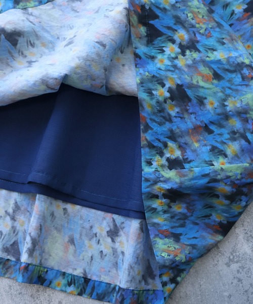 bulle de savon（ビュルデサボン）の「スイセンプリント ギャザースカート（スカート・レディース・チャコールグレー/ミント・FREE）」の14枚目の写真