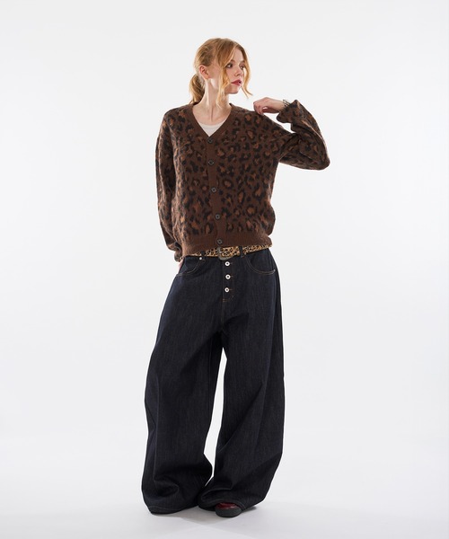 WISH FOR EVER(ウィッシュフォーエバー)の「【 3color / 3size 】LEOPARD JACQUARD CARDIGAN(カーディガン/ボレロ・メンズ・ブラウン系/マスタード/ブルー系・LARGE/MEDIUM/SMALL)」の6枚目の写真