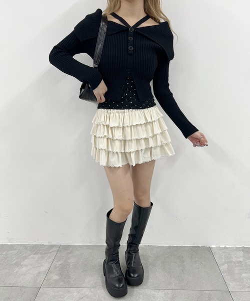 PHILLY(フィリー)の「ストラップデザインオフショルニット(ニット/セーター・レディース・ホワイト/ブラック・FREE)」の8枚目の写真