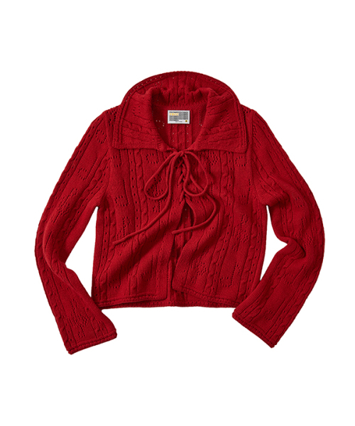 youthbath(ユースバース)の「Lace-Up Shawl Collar Cardigan_red(カーディガン/ボレロ・レディース・その他・SMALL/MEDIUM)」の4枚目の写真