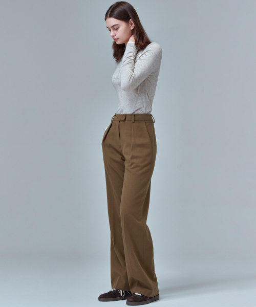MALOUPE（マロップ）の「2118 ワンタック両面起毛ワイドパンツ（ブラウン）（スラックス・レディース・ブラウン・28/30/26）」の5枚目の写真
