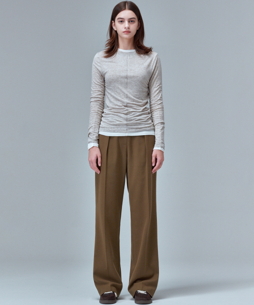 MALOUPE（マロップ）の「2118 ワンタック両面起毛ワイドパンツ（ブラウン）（スラックス・レディース・ブラウン・28/30/26）」の7枚目の写真