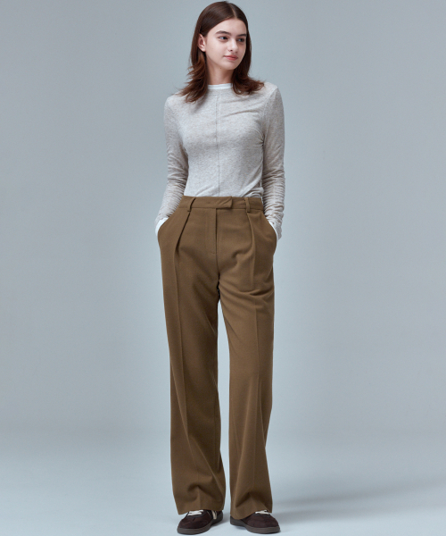 MALOUPE（マロップ）の「2118 ワンタック両面起毛ワイドパンツ（ブラウン）（スラックス・レディース・ブラウン・28/30/26）」の8枚目の写真
