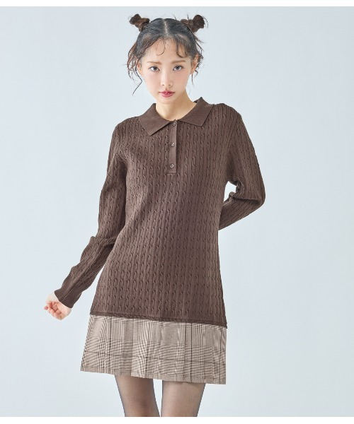 PEACH JOHN（ピーチジョン）の「プリーツ切替ミニワンピース（ワンピース・レディース・ブラウン/チャコール・ONE SIZE）」の2枚目の写真