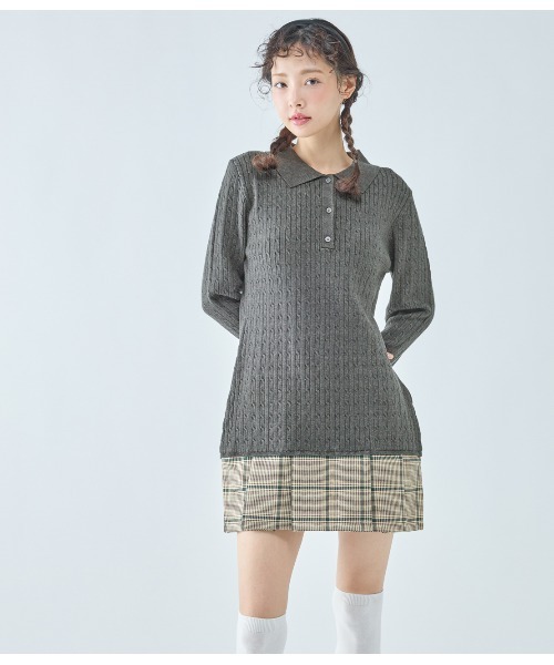 PEACH JOHN（ピーチジョン）の「プリーツ切替ミニワンピース（ワンピース・レディース・ブラウン/チャコール・ONE SIZE）」の5枚目の写真