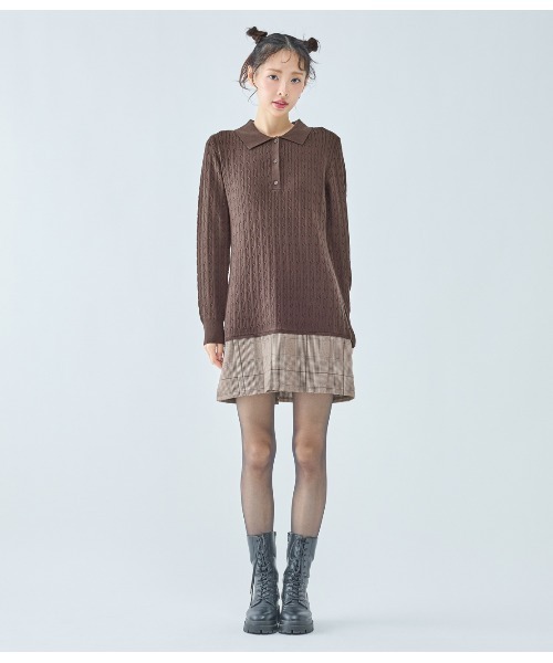 PEACH JOHN（ピーチジョン）の「プリーツ切替ミニワンピース（ワンピース・レディース・ブラウン/チャコール・ONE SIZE）」の15枚目の写真