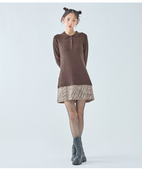 PEACH JOHN（ピーチジョン）の「プリーツ切替ミニワンピース（ワンピース・レディース・ブラウン/チャコール・ONE SIZE）」の16枚目の写真