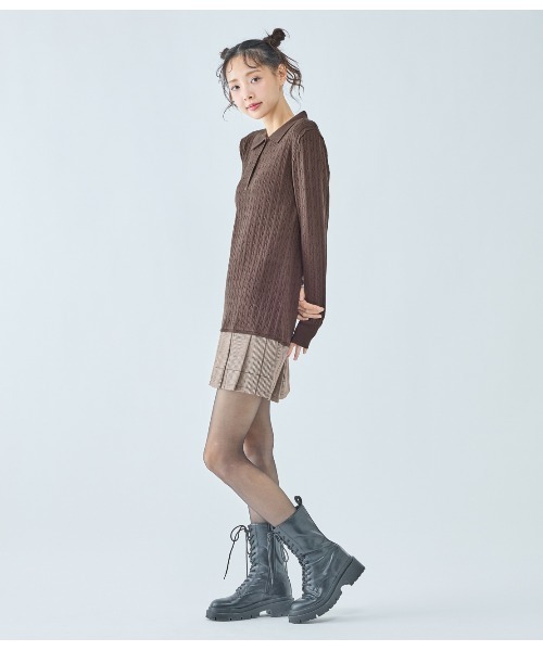 PEACH JOHN（ピーチジョン）の「プリーツ切替ミニワンピース（ワンピース・レディース・ブラウン/チャコール・ONE SIZE）」の17枚目の写真