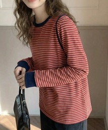 cammie（キャミー）の「レイヤードデザインボーダートップス（ニット/セーター）」