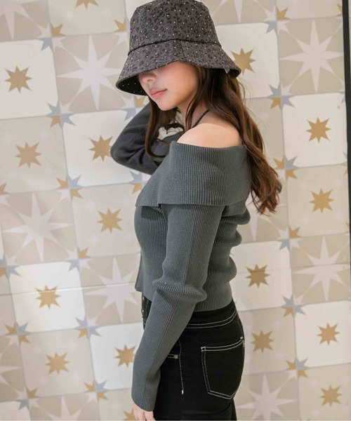 GORGE（ゴージ）の「《デカ襟×ダブルジップ》大人可愛いリブトップス カーディガン（カーディガン/ボレロ・レディース・アイボリー/ダークブラウン/ブラック/チャコール・F）」の9枚目の写真