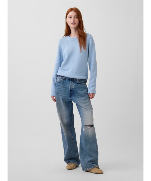 GAP(ギャップ)の「コットン100% ロールネックセーター(ニット/セーター・レディース・ブルー/オフホワイト・XS/S/M/L/XL/XXS)」の3枚目の写真