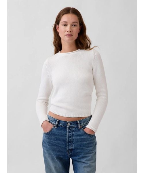 GAP(ギャップ)の「コットン100% ロールネックセーター(ニット/セーター・レディース・ブルー/オフホワイト・XS/S/M/L/XL/XXS)」の1枚目の写真