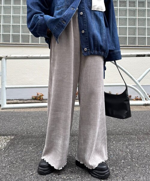 CIAOPANIC TYPY（チャオパニックティピー）の「ベロアリブアソート柄ワイドイージーパンツ（その他パンツ・レディース・グレー/ブラウン/ブラック・MEDIUM/SMALL）」の3枚目の写真