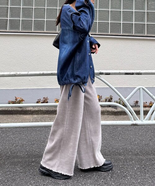 CIAOPANIC TYPY（チャオパニックティピー）の「ベロアリブアソート柄ワイドイージーパンツ（その他パンツ・レディース・グレー/ブラウン/ブラック・MEDIUM/SMALL）」の18枚目の写真