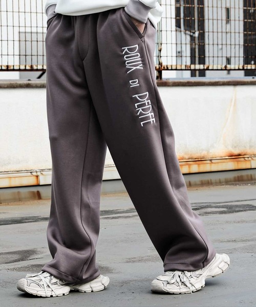 Felt-Maglietta（フェルトマリエッタ）の「[ROUXDI PERFE ルゥディパフィー]ロゴ刺繍ダンボールニットワイドパンツ（その他パンツ・メンズ・ブラック/チャコール・L-Long/L-Short/MEDIUM）」の2枚目の写真