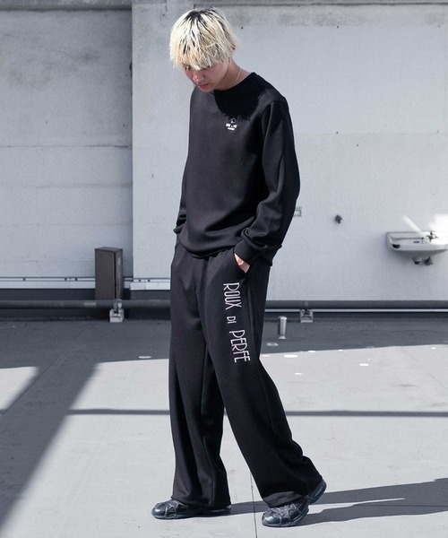 Felt-Maglietta（フェルトマリエッタ）の「[ROUXDI PERFE ルゥディパフィー]ロゴ刺繍ダンボールニットワイドパンツ（その他パンツ・メンズ・ブラック/チャコール・L-Long/L-Short/MEDIUM）」の18枚目の写真