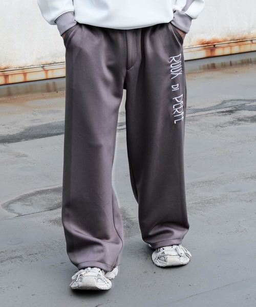 Felt-Maglietta（フェルトマリエッタ）の「[ROUXDI PERFE ルゥディパフィー]ロゴ刺繍ダンボールニットワイドパンツ（その他パンツ・メンズ・ブラック/チャコール・L-Long/L-Short/MEDIUM）」の3枚目の写真