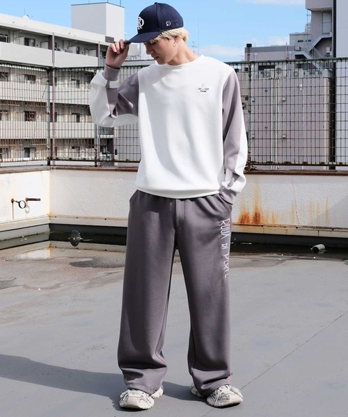 Felt-Maglietta（フェルトマリエッタ）の「[ROUXDI PERFE ルゥディパフィー]ロゴ刺繍ダンボールニットワイドパンツ（その他パンツ・メンズ・ブラック/チャコール・L-Long/L-Short/MEDIUM）」の4枚目の写真