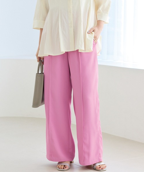 LAVEANGE(ラビアンジェ)の「カラーワイドパンツ(その他パンツ・レディース・ライトブルー/グリーン/ピンク・5L/4L/3L/LL/M)」の3枚目の写真
