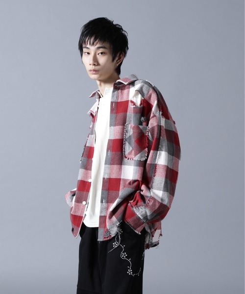 DANKE SCHON（ダンケシェーン）の「DankeSchon/ダンケシェーン/FLANNEL DAMAGE SHIRTS BLOCK（シャツ/ブラウス・メンズ・ブルー/レッド/ブラック・L/M）」の3枚目の写真