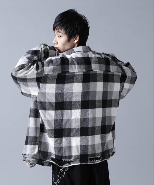 DANKE SCHON（ダンケシェーン）の「DankeSchon/ダンケシェーン/FLANNEL DAMAGE SHIRTS BLOCK（シャツ/ブラウス・メンズ・ブルー/レッド/ブラック・L/M）」の5枚目の写真