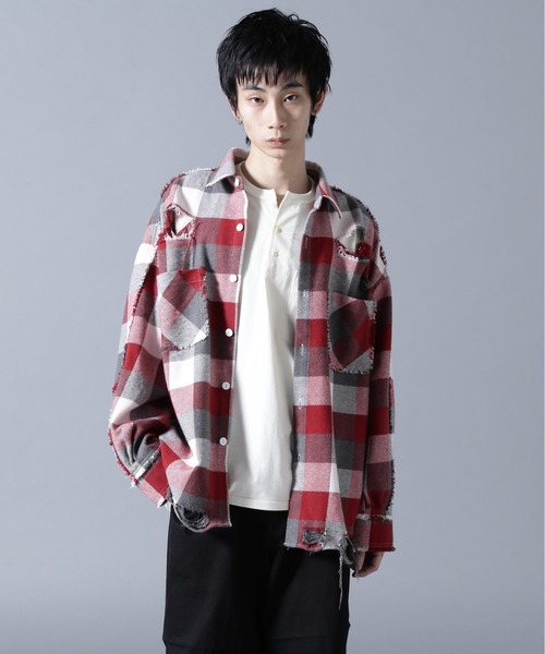 DANKE SCHON（ダンケシェーン）の「DankeSchon/ダンケシェーン/FLANNEL DAMAGE SHIRTS BLOCK（シャツ/ブラウス・メンズ・ブルー/レッド/ブラック・L/M）」の8枚目の写真