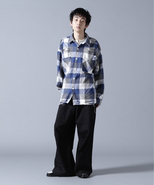 DANKE SCHON（ダンケシェーン）の「DankeSchon/ダンケシェーン/FLANNEL DAMAGE SHIRTS BLOCK（シャツ/ブラウス・メンズ・ブルー/レッド/ブラック・L/M）」の13枚目の写真