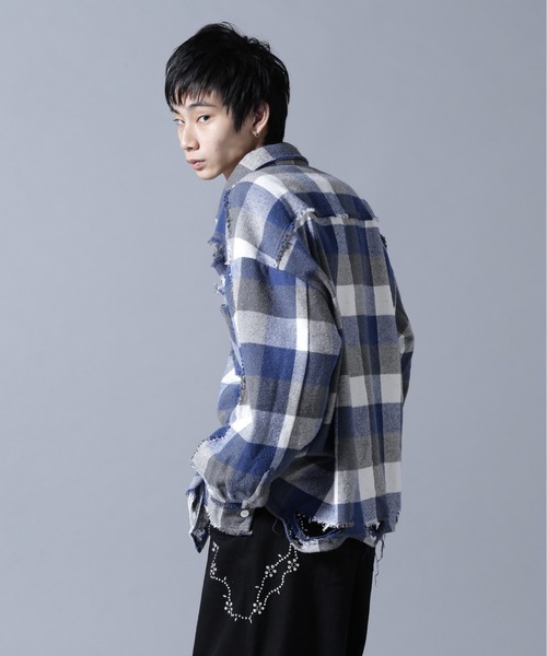 DANKE SCHON（ダンケシェーン）の「DankeSchon/ダンケシェーン/FLANNEL DAMAGE SHIRTS BLOCK（シャツ/ブラウス・メンズ・ブルー/レッド/ブラック・L/M）」の15枚目の写真