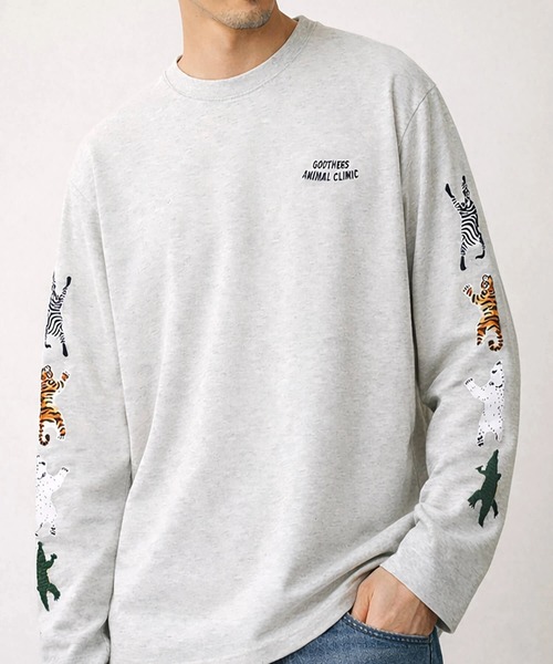 CORISCO(コリスコ)の「アニマルラグ袖プリントロンTEE(M1)(Tシャツ/カットソー・メンズ・ホワイト/チャコールグレー/ブラック/オートミール・MEDIUM/LARGE/X-LARGE)」の4枚目の写真