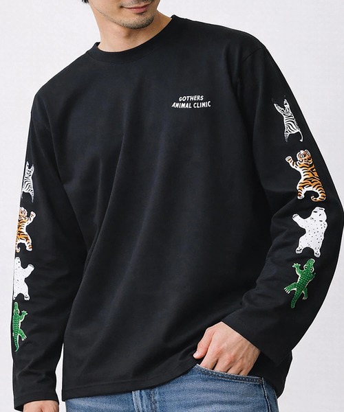 CORISCO(コリスコ)の「アニマルラグ袖プリントロンTEE(M1)(Tシャツ/カットソー・メンズ・ホワイト/チャコールグレー/ブラック/オートミール・MEDIUM/LARGE/X-LARGE)」の3枚目の写真
