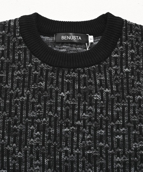 BENUSTA(ベヌスタ)の「『BENUSTA/ベヌスタ』柄編みニット【GC】(ニット/セーター・メンズ・ブラック・XL/L)」の7枚目の写真