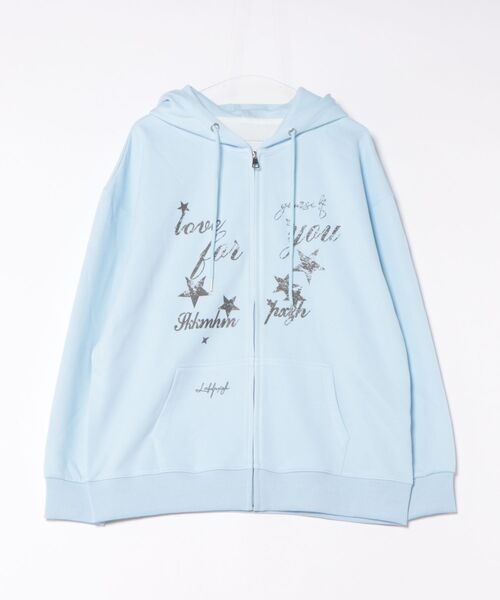 DIAVEL（ディアベル）の「【3色展開】Y2Kムード全開 星柄プリント オーバーサイズZIPフーディ（パーカー・レディース・ピンク/ブラック/ブルー・M）」の11枚目の写真