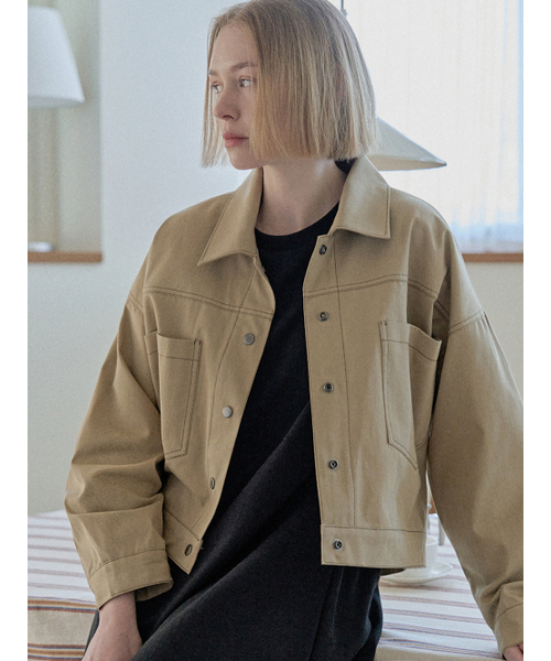 AVANT-G(アバン)の「Color Stitch Trucker Jacket - BEIGE(その他アウター・レディース・その他・FREE)」の1枚目の写真