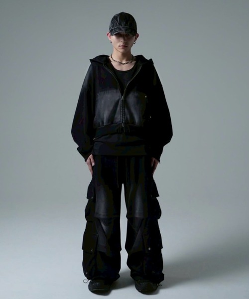 CHIKASHITSU PLUS HIGH】4 pocket dirty wash sweat cargo pants